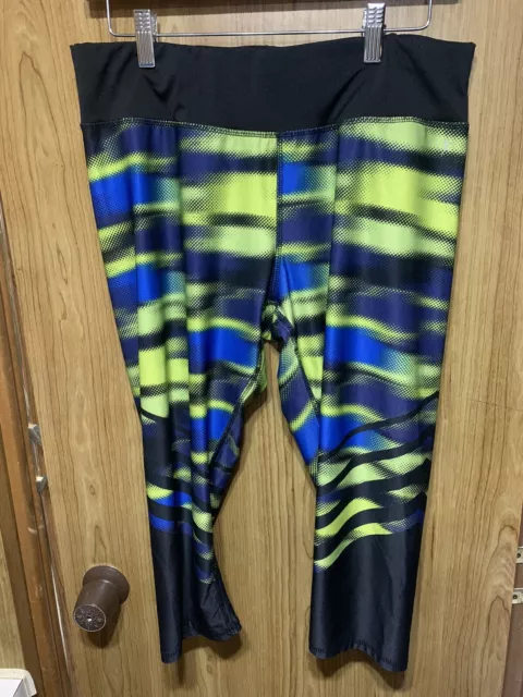 Danskin Now Capri Leggings Womens Size Large Black Blue Green Fitted Dri More