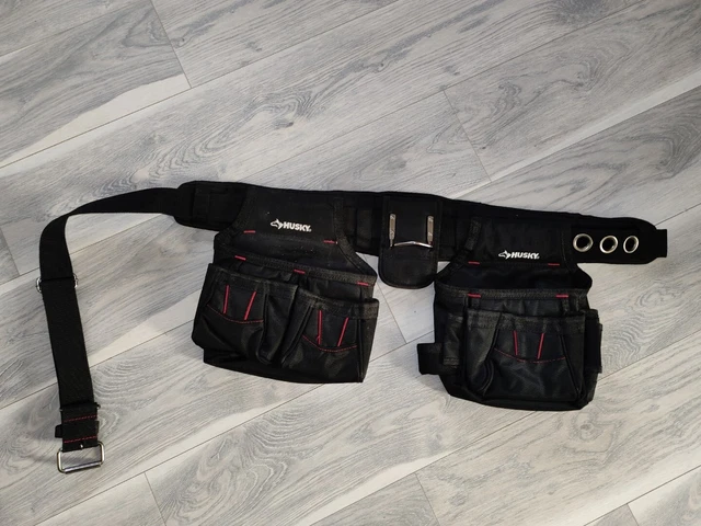 Husky 2-Bag 10-Pocket Contractor's Work Tool Belt - Black
