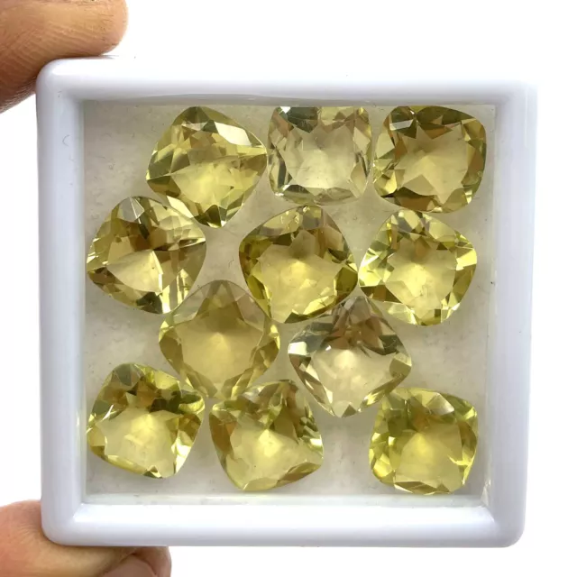 Naturel Citron Quartz Coupe Coussin Desseré Pierre Lot 24 Pièces 11 MM 114 CT