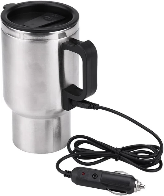 Electric Car Kettle, 16 Oz Stainless Steel Heated Travel Mug Water Boiler Portab