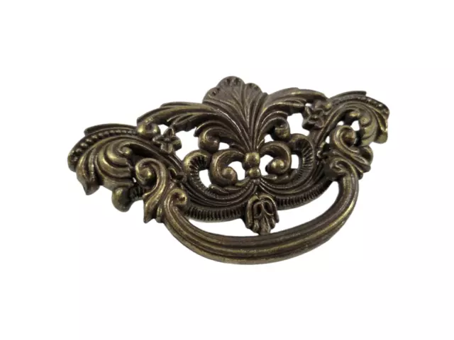 Vintage Ornate Antique Brass 4" Long Drawer Pulls Swing Handle