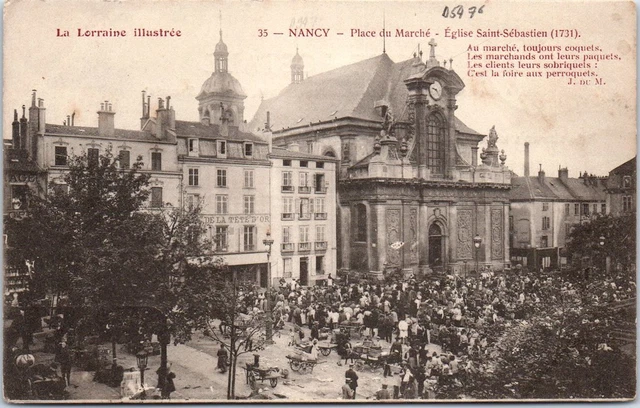 54 NANCY - Place du marche & eglise saint sebastien.