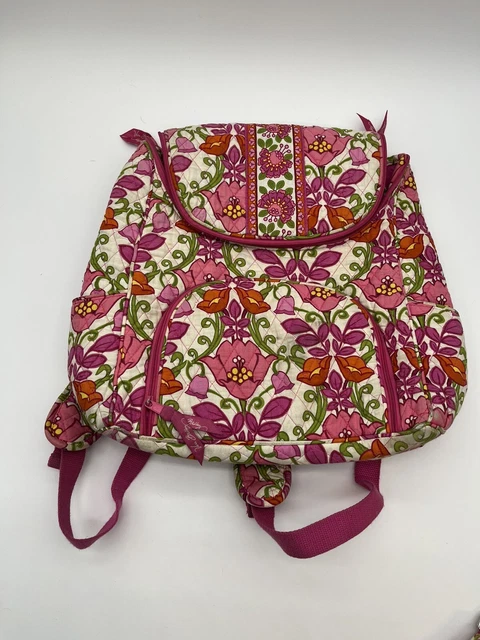 Vera Bradley Cafe Pink Green Floral Quilted Computer Bag Backpack