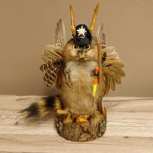 Wolpertinger Pescador Bisam Preparado Wolpi Con Ángel, Cuernos Y Amarillo Augen