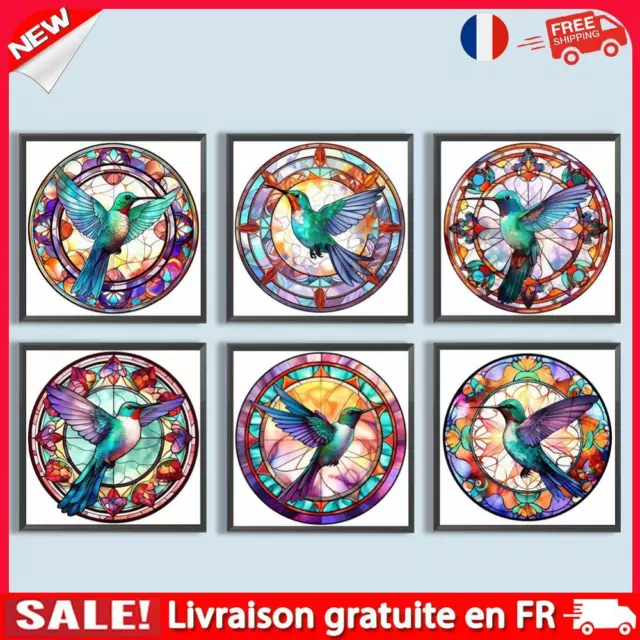5D DIY Full Round Drill Diamond Painting Stained Glass Hummingbird Home Decor