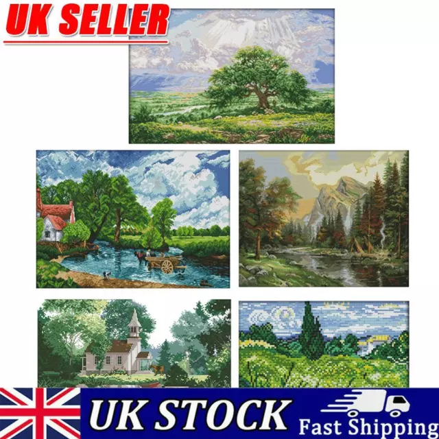 14CT Stamped Cotton Thread Cross Stitch Kit DIY Scenery Embroidery Home Decor