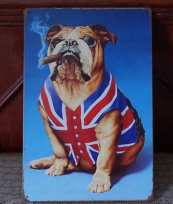 English Bulldog Metal Tin Signs Rustic Poster Home Pub Bar Wall Decor