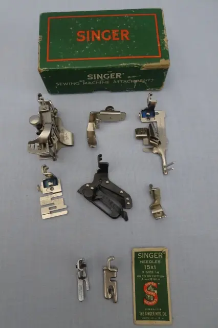 Vtg Singer SIMANCO Featherweight 221 15 66 99 Sewing Machine Attachments w box