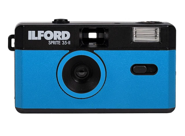 Cámara Ilford Sprite 35-II, azul y negra