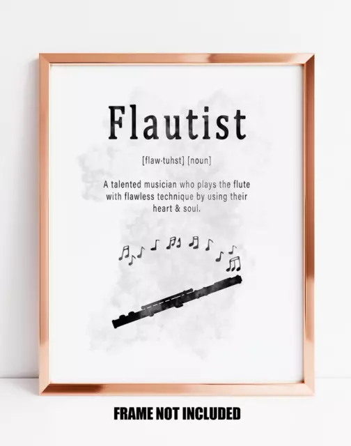 Flautist definition greetings card or art print, flute player gift, musician