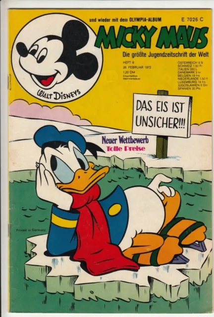 Micky Maus 1972 Nr. 9 (1-2) schöner Zustand mit Sammelmarke