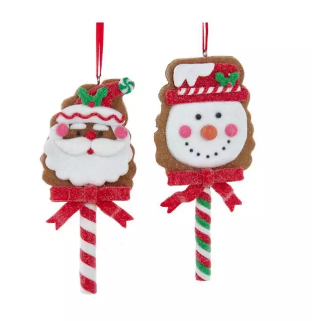 Kurt Adler D4150 - Santa and Snowman Cookie Pops, taglia 5" (13 cm) - set da 2 -