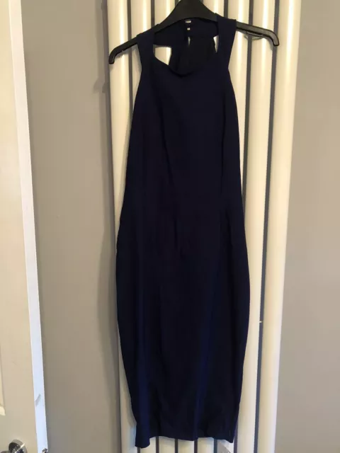 Bnwt Vesper 247 Navy Pencil Dress Plunge Midi Dress Size 12