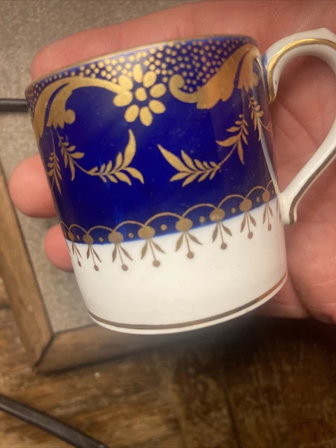 MINTON Cobalt Band Gold Encrusted Set of 6 Demitasse Coffee Cups & Saucers