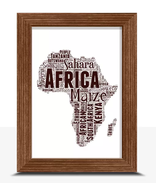 Personalised Africa Map Word Art Print - African Mothers Gift - Add Your Words 2