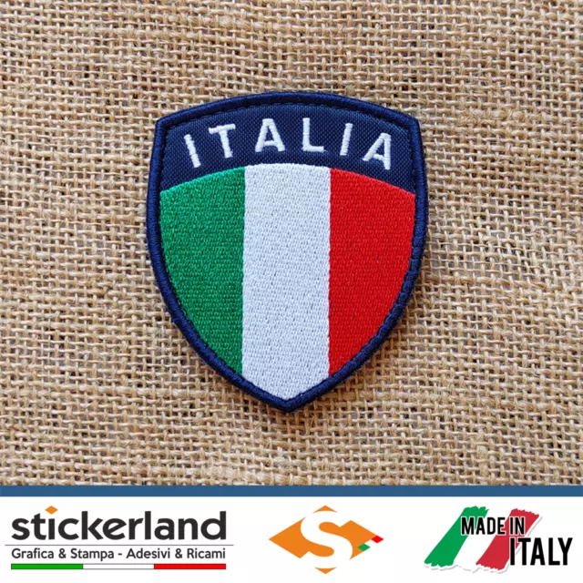 Toppa Patch Ricamata ITALIA - Protezione Civile - Softair - tricolore con velcro