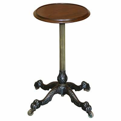 Antique Circa 1860 Victorian Rosewood & Brass Adjustable Side End Lamp Table