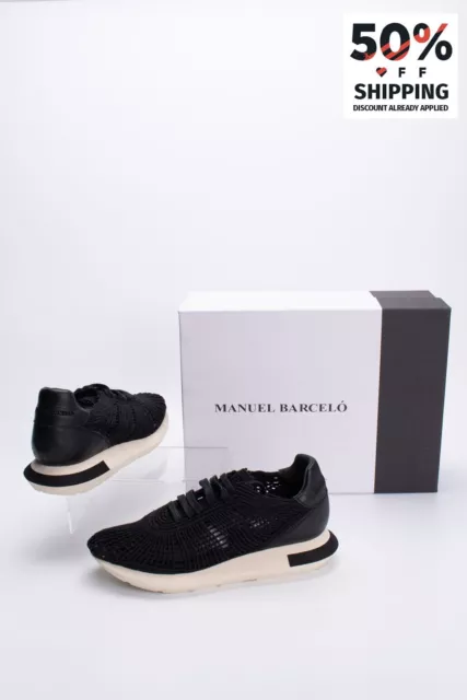 RRP€311 MANUEL BARCELO Braided Sneakers US7 UK4 EU37 Contrast Leather Lace Up