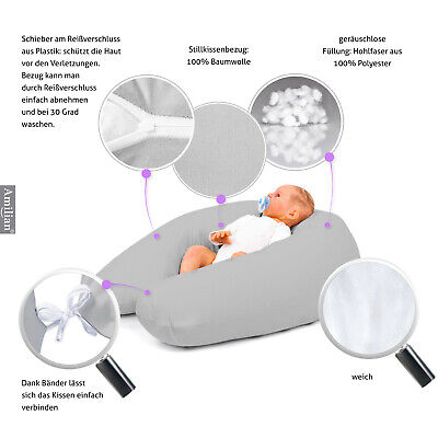 Stillkissen mit Füllung 170cm Lagerungskissen Seitenschläferkissen XXL fürs Baby 2
