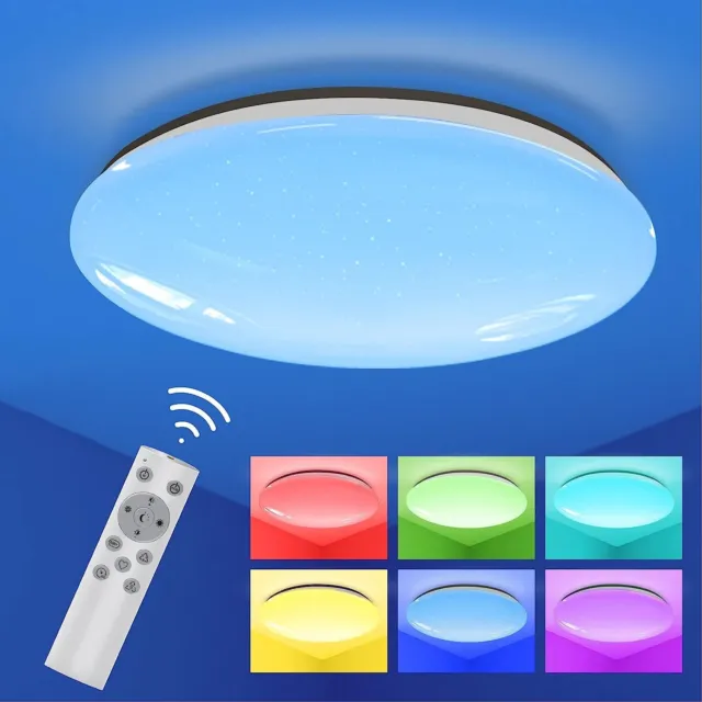 RGB LED Deckenleuchte Dimmbar Sternenhimmel Wohnzimmer Deckenlampe+Fernbedienung