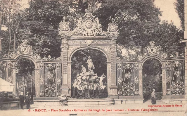 NANCY - Place Stanislas - Jean Lamour wrought iron grilles - Amphitrite fountain