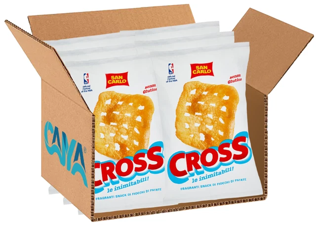 6X San Carlo Patatine Cross Fragranti Snack Fiocchi di Patate Senza Glutine 100g