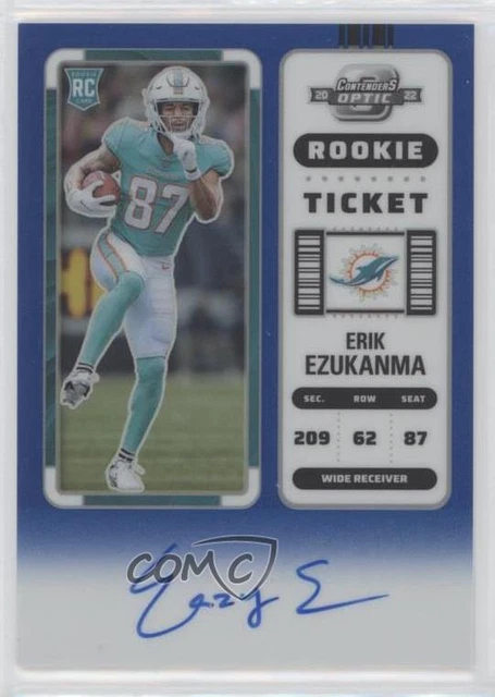 2022 Contenders Optic Ticket RPS Blue Prizm /75 Erik Ezukanma Rookie Auto RC