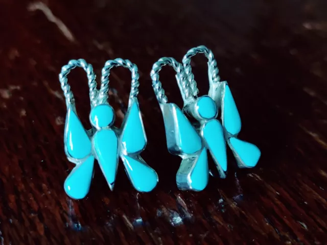 NATIVE AMERICAN NAVAJO Sterling Silver and Turquoise Butterfly Earrings ...