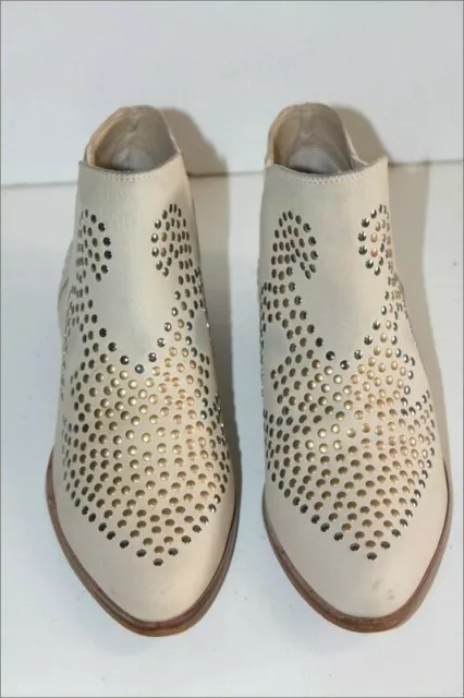 SAN MARINA  Boots à Enfiler Cuir Peau Cloutée Beige T 37 TTBE 2