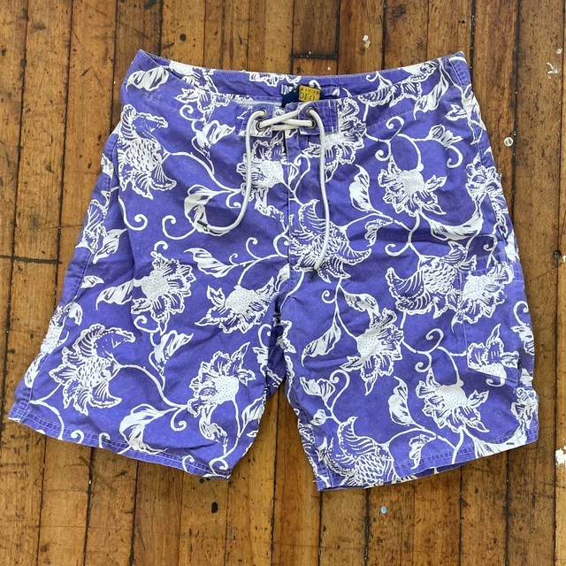 Vintage 90's POLO ~ RALPH LAUREN ~ Purple Hawaiian Swim Board Shorts ~ Size 34