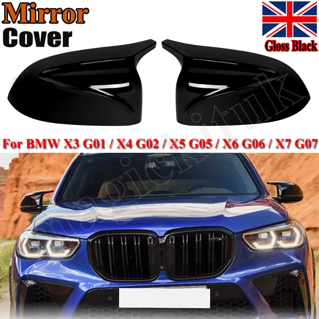 2X Gloss Black M-Style Mirror Cover Caps For BMW X3 X4 X5 X6 X7 (2018-2021 Models)