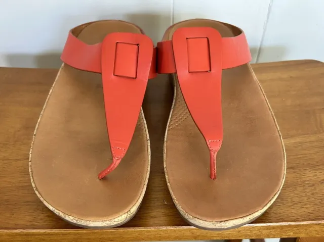 FITFLOP Womens  IBIZA Leather  Thong Sandals  Burnt Orange ,Cork Accent, Sz 9 M