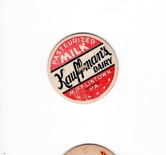 Kauffman's Dairy Pasteurized Milk Cap  Mifflintown Pa
