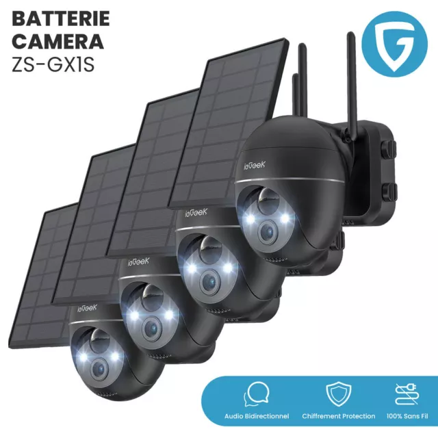 Camera Surveillance WiFi Exterieure Sans Fil Solaire 2K Vision Nocturne Couleur