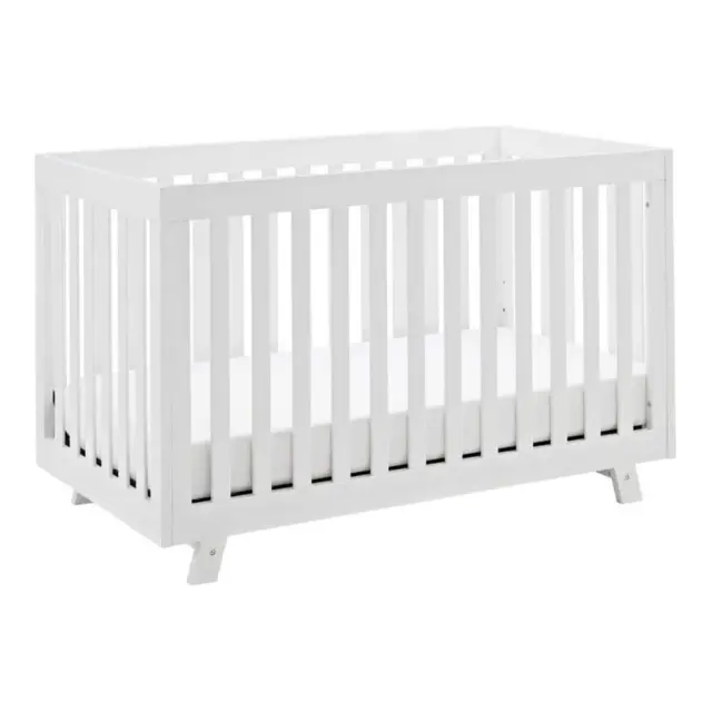 Storkcraft 34"Hx53.7"W 3-in-1 Convertible Toddler Bed Wood Standard Metal White