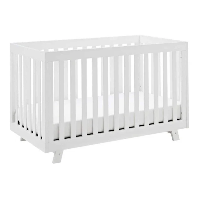 Storkcraft 34"Hx53.7"W 3-in-1 Convertible Toddler Bed Wood Standard Metal White