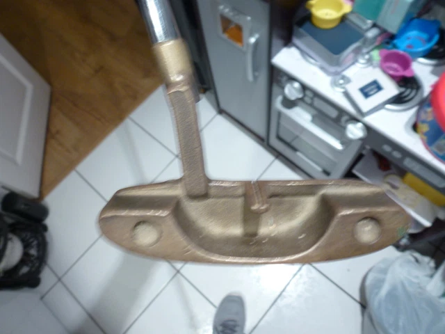 Putter Halley Llondon Vintage, Tête En Laiton Et Manche En Caryer (35 Pouces), Club De Golf Ancien
