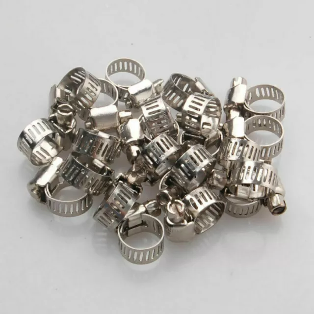 10pcs 1/2"-3/4" Adjustable Stainless Steel Drive Hose Clamps Fuel Line Worm Clip
