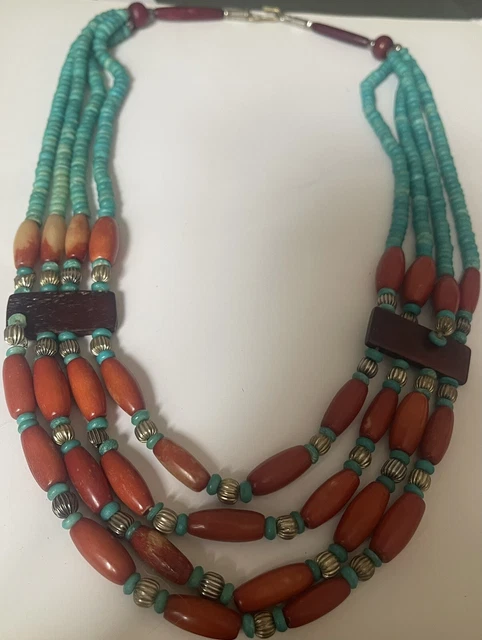 Collier Ancien 4 Rangs Chaînes Dorées Avec Perles Nacrées - Vintage Années 60/70, Alliage