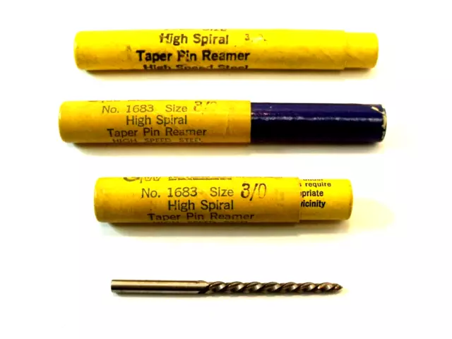 (3) NIB Morse 22585 No. 1683 High Spiral Flute Taper Pin Reamers:  Size 3/0