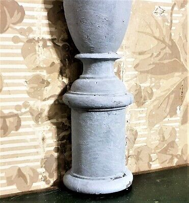Victorian gray painted wood carving column Antique french architectural salvage 4