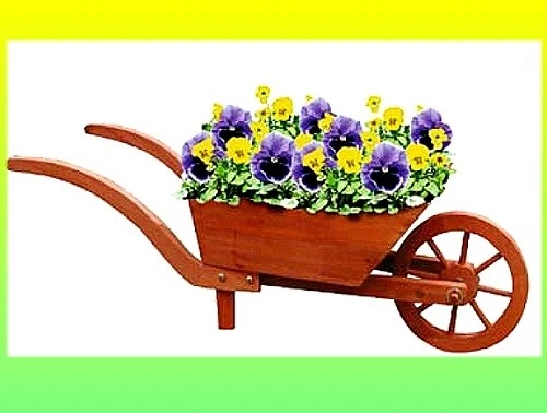 Garten Pflanzschubkarre Schubkarre Aus Holz Blumenkarre Pflanztrog