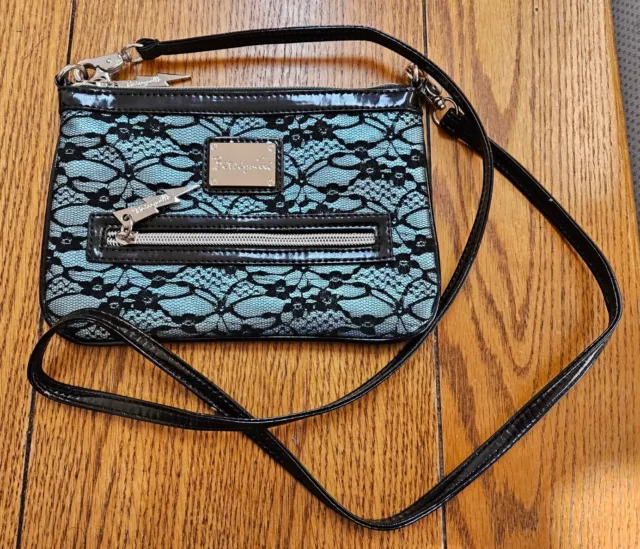 Betsey Johnson~Betseyville Blue & Black Lace Crossbody Purse