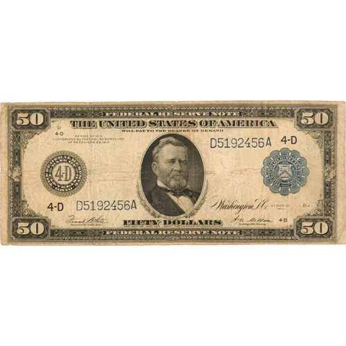 1914 Federal Reserve Note - Fifty Dollars (Fine Plus)