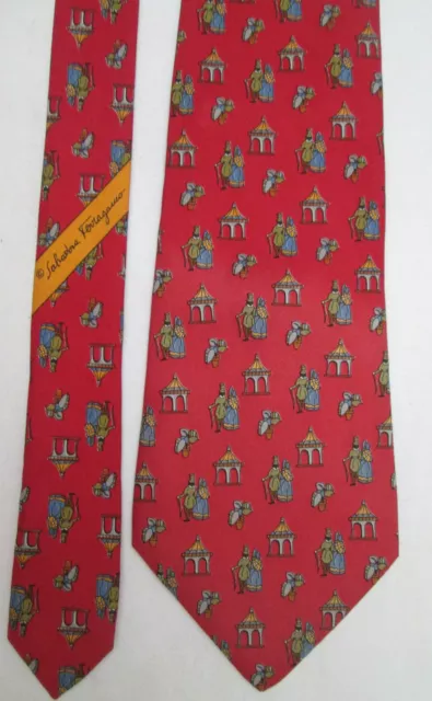 -AUTHENTIQUE cravate cravatte SALVATORE FERRAGAMO  100% soie   TBEG  vintage