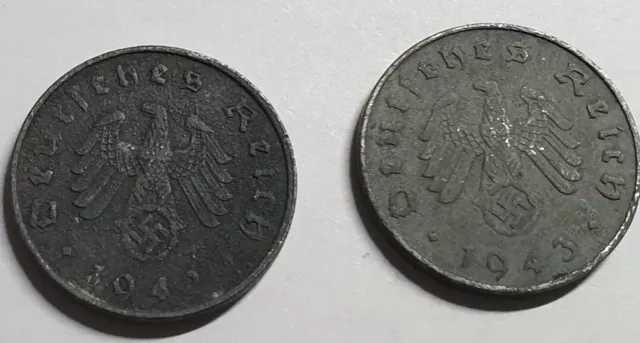 (1) Münze/ Medaillen 3x 10 1x5 1x1  Pfennig 1942/43/44/41/41 3