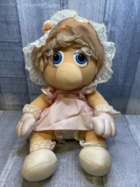 VINTAGE MISS PIGGY BABY MUPPET JIM HeNSON POLKADOT DRESS PINK GLOVES PLUSH