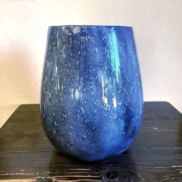新品 Henry dean louis Henry Dean Vase Blown Art Glass Red Thick Heavyweight MCM