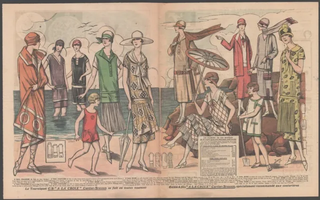 XL Modeillustration 1925, Strandmode, Bademode, Flapper, Badeanzug, 20er