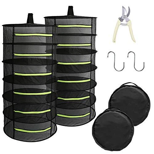 2 PCS Herb Drying Rack 6 Layers Mesh Hanging with Zipper Opening, Herb Dry Net